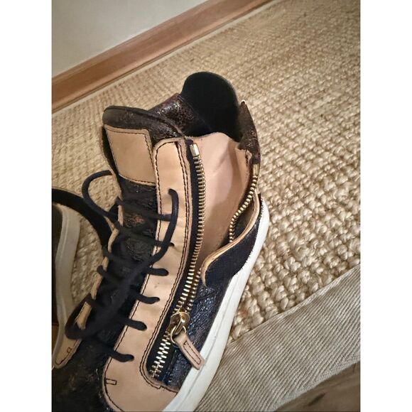 Giuseppe Zanotti Authentic Men’s High Top Sneakers EU 41 Gold Strap Zipper Leath - Picture 7 of 13